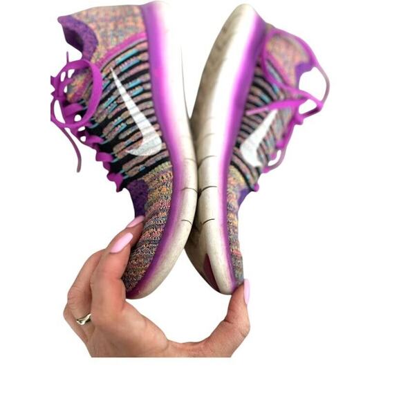Nike Free RN Flyknit Women's Size 8 Running Shoes Hyper Purple Lace Up Athletic - Picture 7 of 11